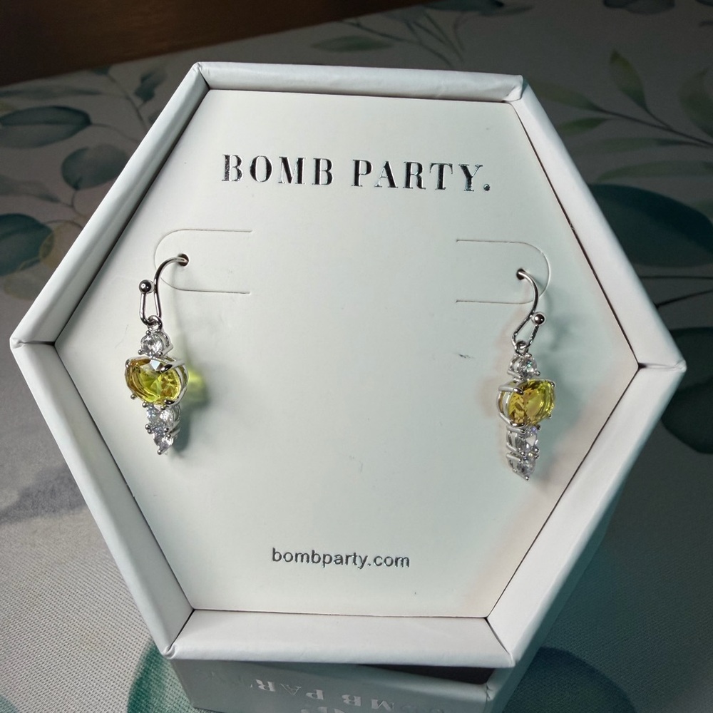 Silver Drop Earrings with Peridot & CZ